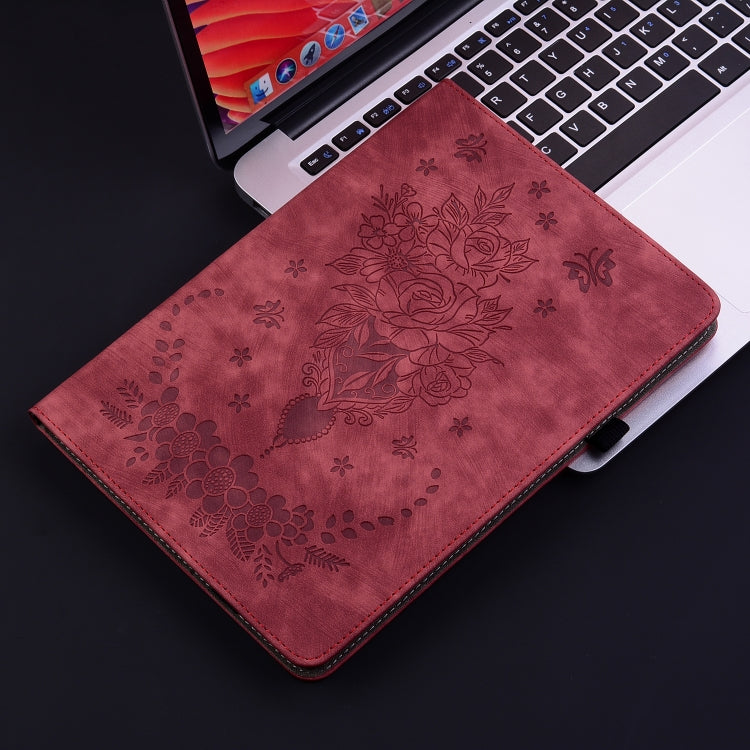 For itel Pad One 10.1 Butterfly Rose Embossed Leather Tablet Case(Red) - Others by PMC TechLife | Online Shopping South Africa | PMC TechLife | Buy Now Pay Later Mobicred