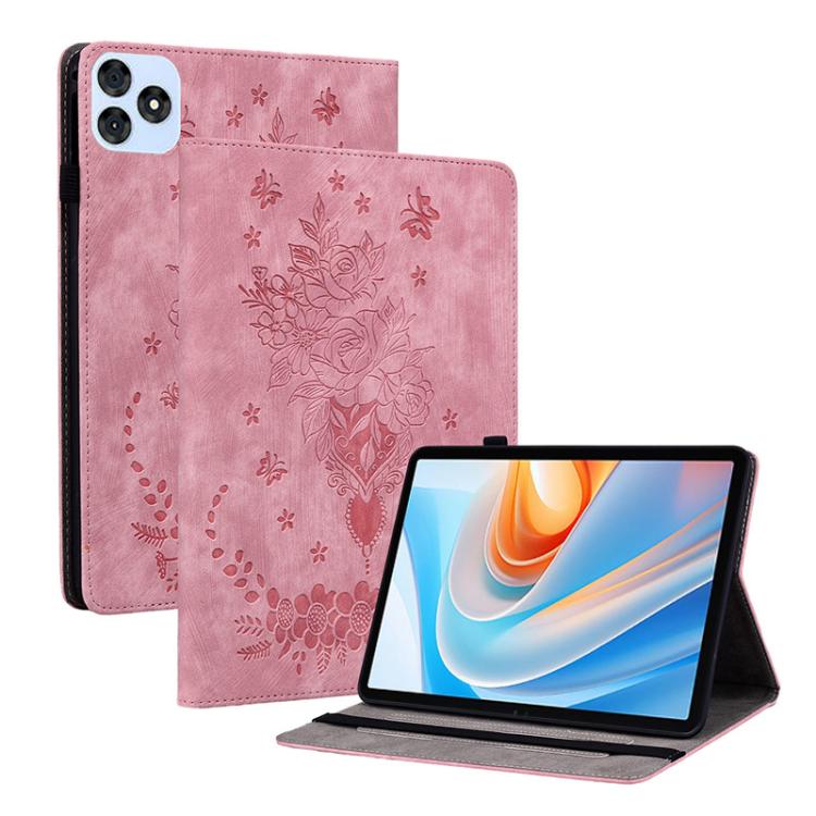 For itel VistaTab 30 Butterfly Rose Embossed Leather Tablet Case(Pink) - Others by PMC TechLife | Online Shopping South Africa | PMC TechLife | Buy Now Pay Later Mobicred
