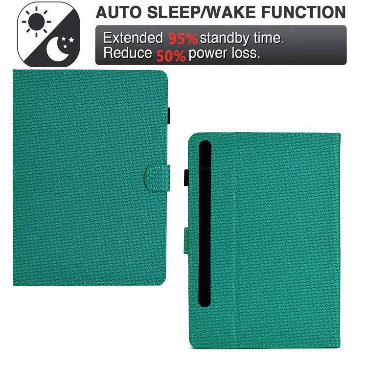 For Samsung Galaxy Tab S9 / S9 FE Solid Color Fiber Texture Smart Tablet Leather Case(Lake Green) - Galaxy Tab S9 Cases by PMC Jewellery | Online Shopping South Africa | PMC Jewellery | Buy Now Pay Later Mobicred