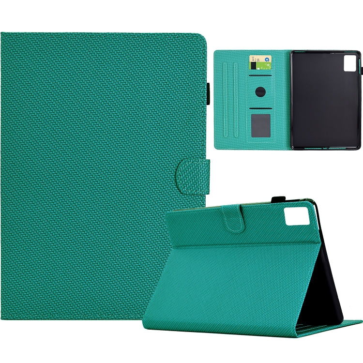 For Lenovo Tab M11 / Xiaoxin Pad 2024 Solid Color Fiber Texture Smart Tablet Leather Case(Lake Green) - Lenovo by PMC Jewellery | Online Shopping South Africa | PMC Jewellery | Buy Now Pay Later Mobicred