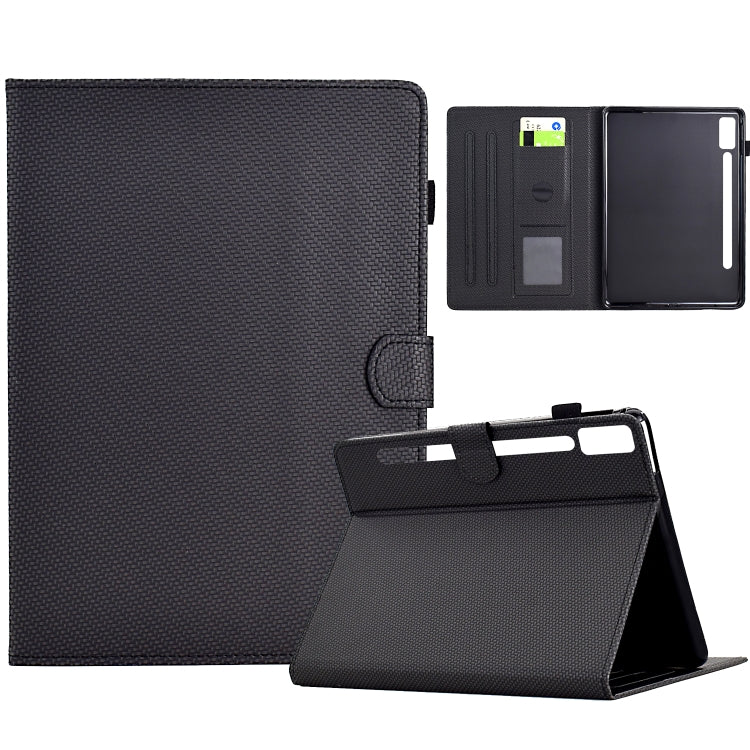 For Lenovo Tab P12 Solid Color Fiber Texture Smart Tablet Leather Case(Black) - Lenovo by PMC TechLife | Online Shopping South Africa | PMC TechLife | Buy Now Pay Later Mobicred