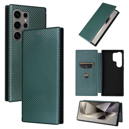 For Samsung Galaxy S25 Ultra 5G Carbon Fiber Texture Flip Leather Phone Case(Green) - Galaxy S25 Ultra 5G Cases by PMC Jewellery | Online Shopping South Africa | PMC Jewellery | Buy Now Pay Later Mobicred