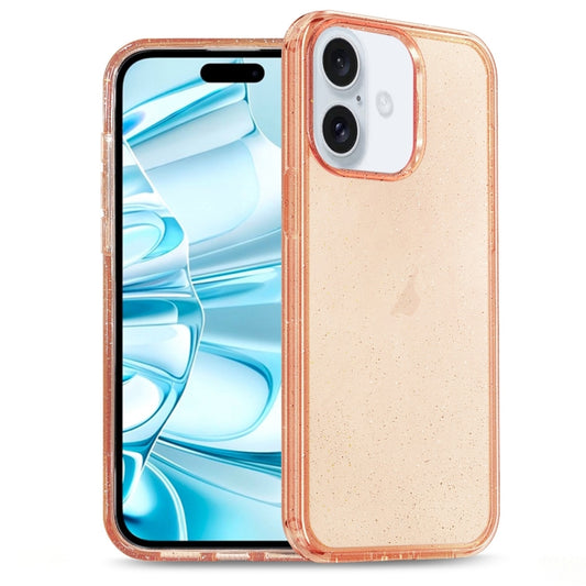 For iPhone 16 Glitter Powder TPU Hybrid PC Phone Case(Orange) - iPhone 16 Cases by PMC Jewellery | Online Shopping South Africa | PMC Jewellery | Buy Now Pay Later Mobicred