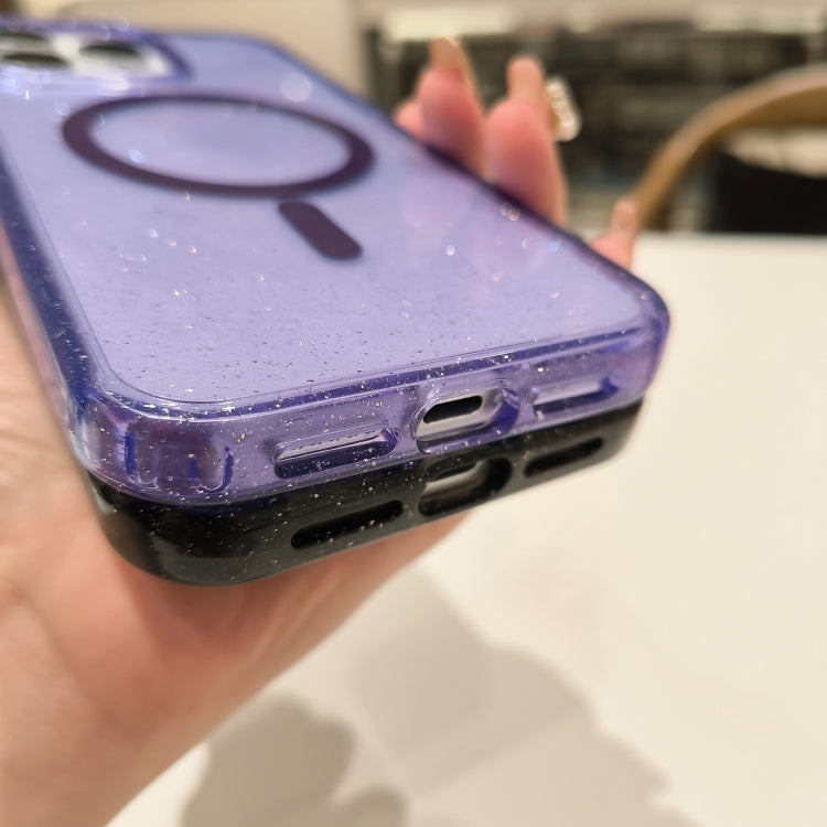 For iPhone 16 Glitter Powder TPU Hybrid PC MagSafe Phone Case(Purple) - iPhone 16 Cases by PMC Jewellery | Online Shopping South Africa | PMC Jewellery | Buy Now Pay Later Mobicred