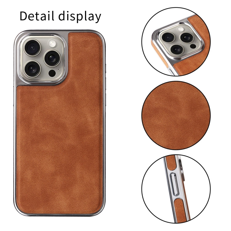 For iPhone 16 Electroplated Side PU Hybrid TPU MagSafe Phone Case(White) - iPhone 16 Cases by PMC TechLife | Online Shopping South Africa | PMC TechLife | Buy Now Pay Later Mobicred