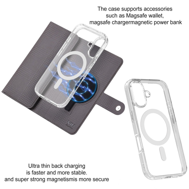For iPhone 16 ViLi GHA-C Series RFID MagSafe Magnetic Flip Leather Phone Case(Grey) - iPhone 16 Cases by ViLi | Online Shopping South Africa | PMC TechLife | Buy Now Pay Later Mobicred