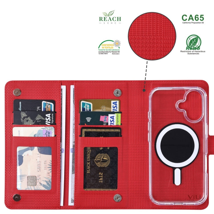 For iPhone 16 ViLi GHA-C Series RFID MagSafe Magnetic Flip Leather Phone Case(Red) - iPhone 16 Cases by ViLi | Online Shopping South Africa | PMC TechLife | Buy Now Pay Later Mobicred