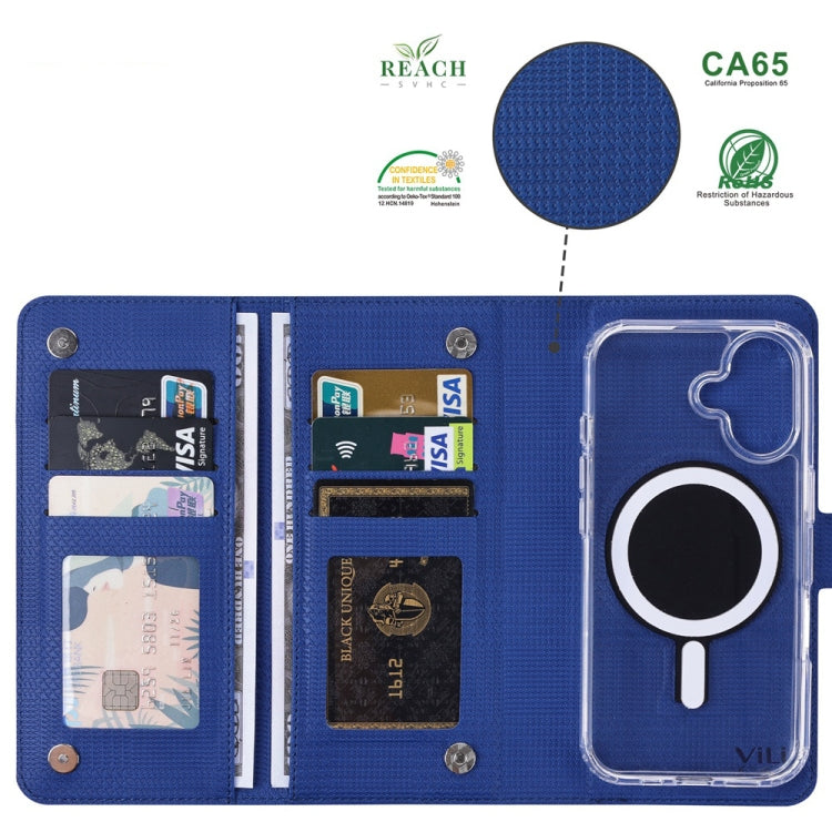 For iPhone 16 ViLi GHA-C Series RFID MagSafe Magnetic Flip Leather Phone Case(Blue) - iPhone 16 Cases by ViLi | Online Shopping South Africa | PMC TechLife | Buy Now Pay Later Mobicred