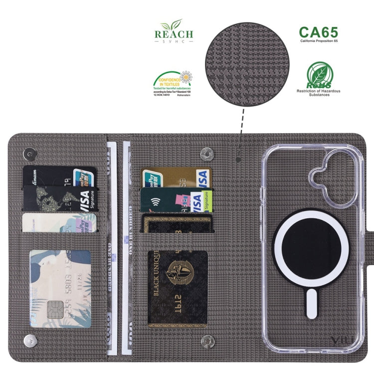 For iPhone 16 Pro ViLi GHA-C Series RFID MagSafe Magnetic Flip Leather Phone Case(Grey) - free shipping - PMC TechLife - Order now!