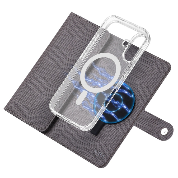 For iPhone 16 Pro Max ViLi GHA-C Series RFID MagSafe Magnetic Flip Leather Phone Case(Grey) - free shipping - PMC TechLife - Order now!