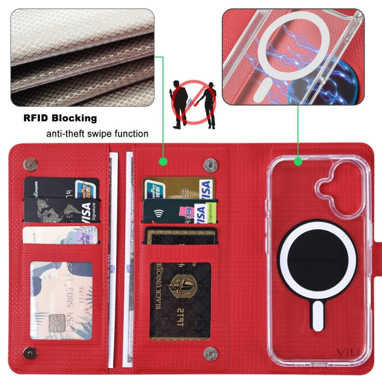 For iPhone 15 Plus ViLi GHA-C Series RFID MagSafe Magnetic Flip Leather Phone Case(Red) - iPhone 15 Plus Cases by ViLi | Online Shopping South Africa | PMC Jewellery | Buy Now Pay Later Mobicred