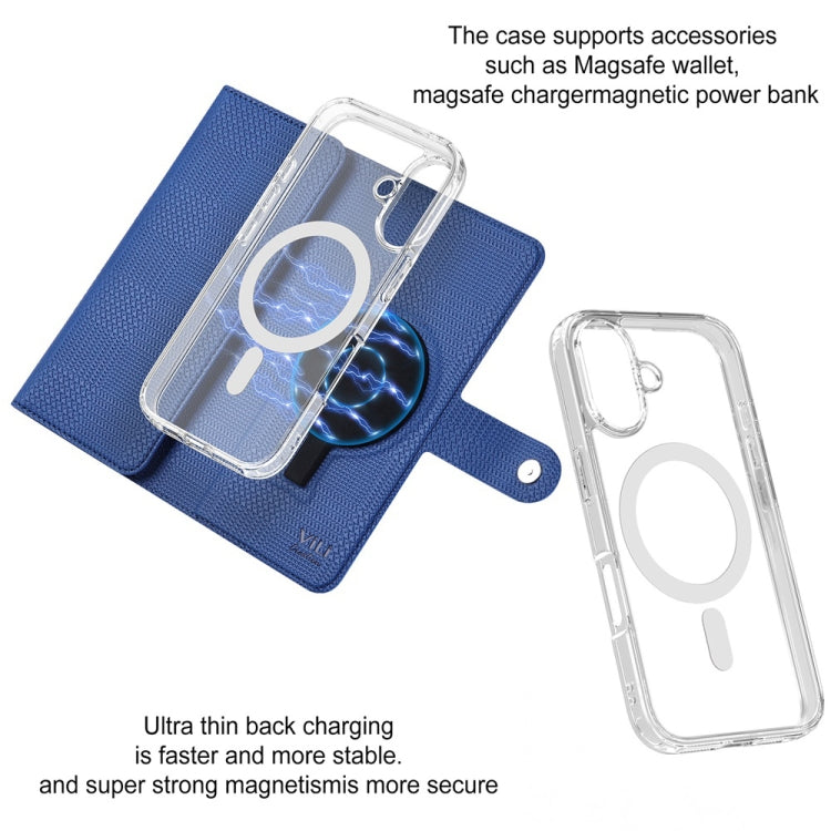 For iPhone 14 ViLi GHA-C Series RFID MagSafe Magnetic Flip Leather Phone Case(Blue) - free shipping - PMC Jewellery - Order now!