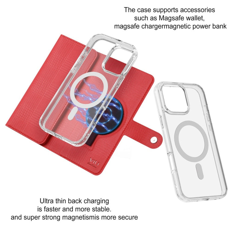 For iPhone 16 ViLi GHB-C Series RFID MagSafe Magnetic Flip Leather Phone Case(Red) - iPhone 16 Cases by ViLi | Online Shopping South Africa | PMC TechLife | Buy Now Pay Later Mobicred