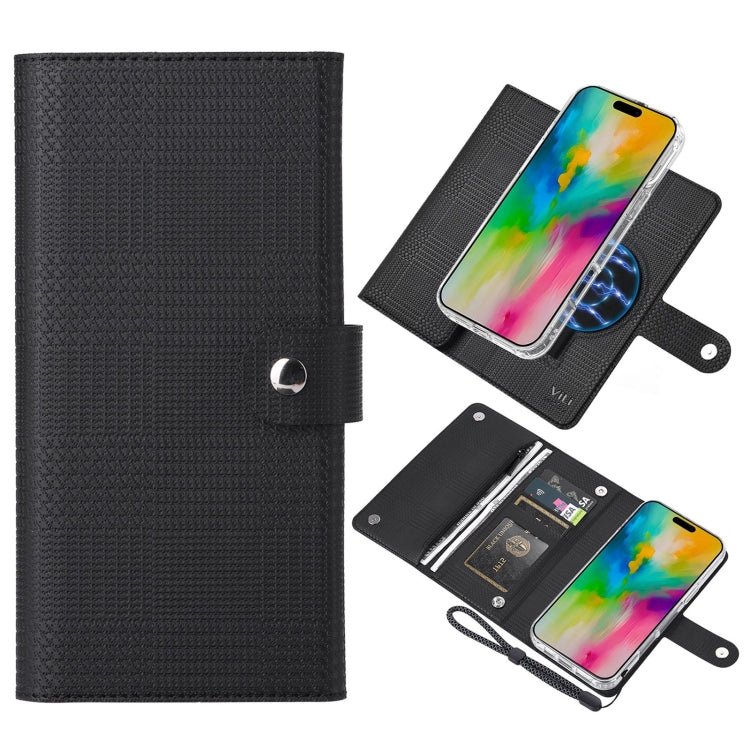 For iPhone 16 Plus ViLi GHB-C Series RFID MagSafe Magnetic Flip Leather Phone Case(Black) - iPhone 16 Plus Cases by ViLi | Online Shopping South Africa | PMC TechLife | Buy Now Pay Later Mobicred