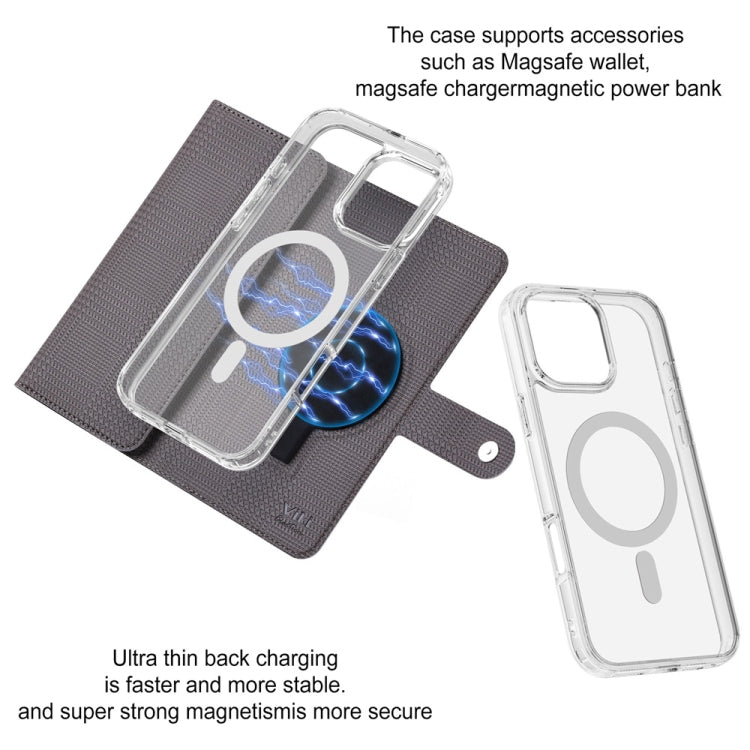 For iPhone 16 Pro Max ViLi GHB-C Series RFID MagSafe Magnetic Flip Leather Phone Case(Grey) - iPhone 16 Pro Max Cases by ViLi | Online Shopping South Africa | PMC TechLife | Buy Now Pay Later Mobicred