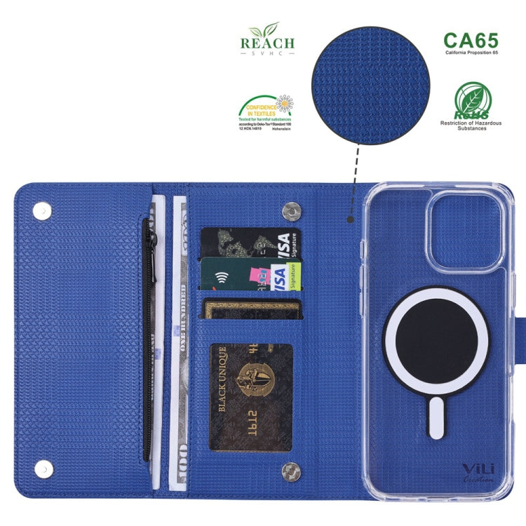 For iPhone 16 Pro Max ViLi GHB-C Series RFID MagSafe Magnetic Flip Leather Phone Case(Blue) - iPhone 16 Pro Max Cases by ViLi | Online Shopping South Africa | PMC TechLife | Buy Now Pay Later Mobicred