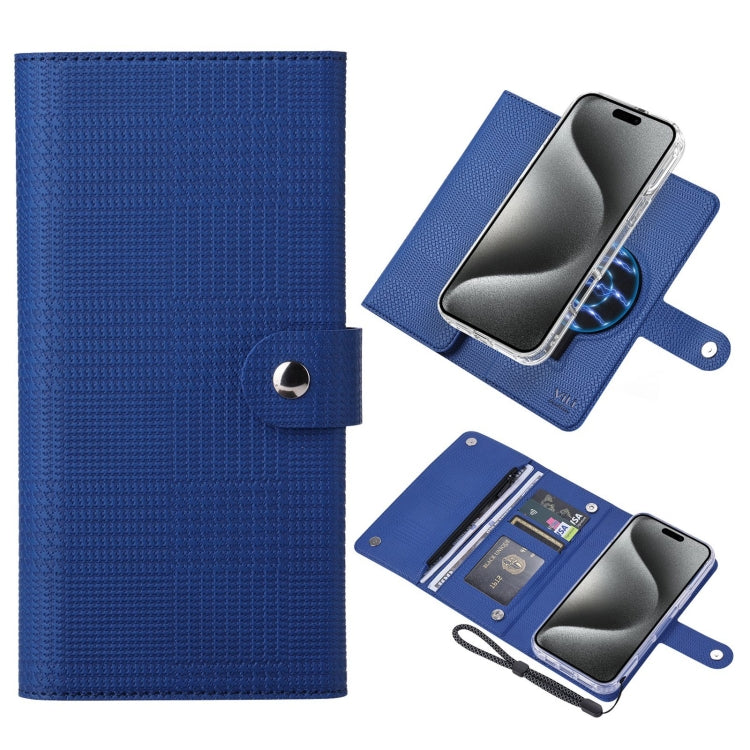 For iPhone 15 Pro Max ViLi GHB-C Series RFID MagSafe Magnetic Flip Leather Phone Case(Blue) - iPhone 15 Pro Max Cases by ViLi | Online Shopping South Africa | PMC Jewellery | Buy Now Pay Later Mobicred