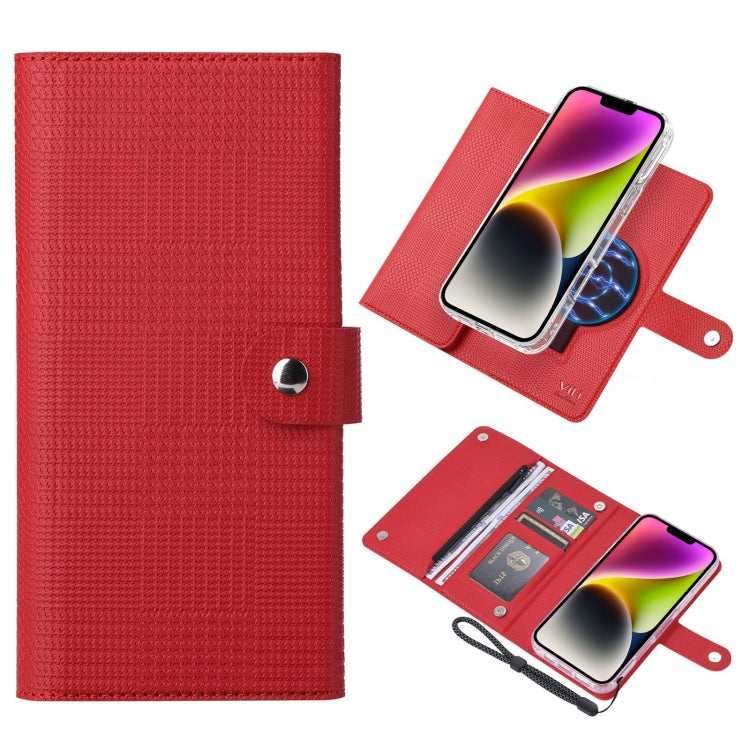 For iPhone 14 Plus ViLi GHB-C Series RFID MagSafe Magnetic Flip Leather Phone Case(Red) - iPhone 14 Plus Cases by ViLi | Online Shopping South Africa | PMC Jewellery | Buy Now Pay Later Mobicred