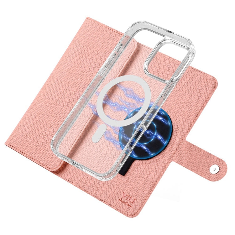 For iPhone 14 Pro Max ViLi GHB-C Series RFID MagSafe Magnetic Flip Leather Phone Case(Pink) - iPhone 14 Pro Max Cases by ViLi | Online Shopping South Africa | PMC Jewellery | Buy Now Pay Later Mobicred