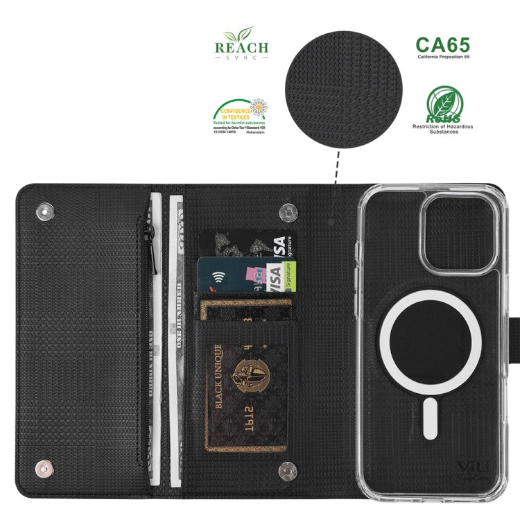 For iPhone 13 Pro ViLi GHB-C Series RFID MagSafe Magnetic Flip Leather Phone Case(Black) - free shipping - PMC Jewellery - Order now!
