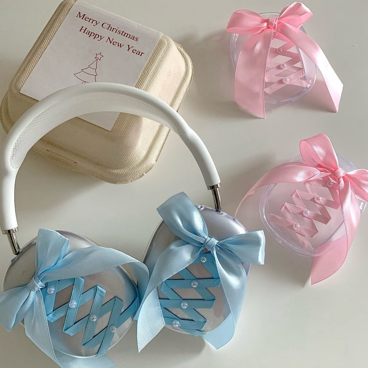 For Apple AirPods Max Headphones Ribbon Transparent Protective Case(Pink) - For AirPods Max by PMC Jewellery | Online Shopping South Africa | PMC Jewellery | Buy Now Pay Later Mobicred