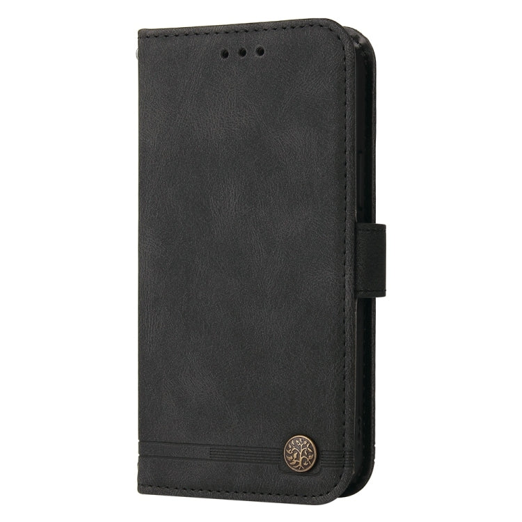 For Samsung Galaxy S25 5G Skin Feel Life Tree Metal Button Leather Phone Case(Black) - Galaxy S25 5G Cases by PMC Jewellery | Online Shopping South Africa | PMC Jewellery | Buy Now Pay Later Mobicred