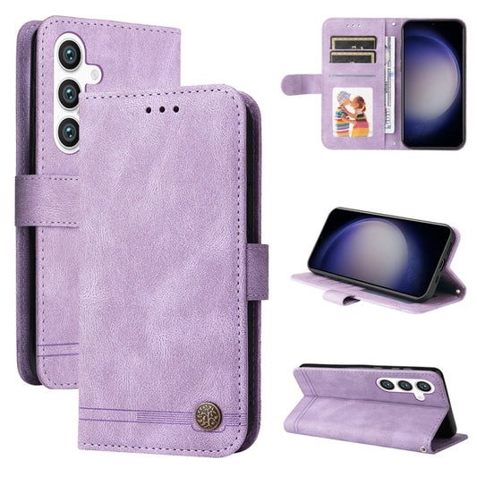 For Samsung Galaxy S25+ 5G Skin Feel Life Tree Metal Button Leather Phone Case(Purple) - Galaxy S25+ 5G Cases by PMC Jewellery | Online Shopping South Africa | PMC Jewellery | Buy Now Pay Later Mobicred