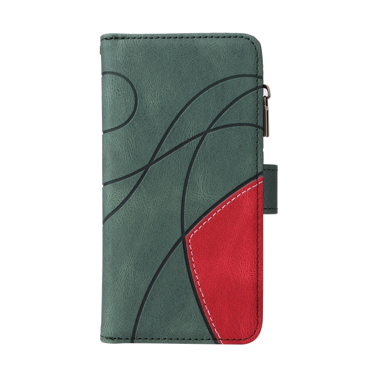 For iPhone 16e Dual-color 9 Card Slots Zipper Wallet Leather Phone Case(Green) - iPhone 16e Cases by PMC TechLife | Online Shopping South Africa | PMC TechLife | Buy Now Pay Later Mobicred