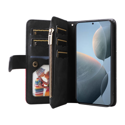 For Redmi K70 Dual-color 9 Card Slots Zipper Wallet Leather Phone Case(Black) - K70 Cases by PMC Jewellery | Online Shopping South Africa | PMC Jewellery | Buy Now Pay Later Mobicred