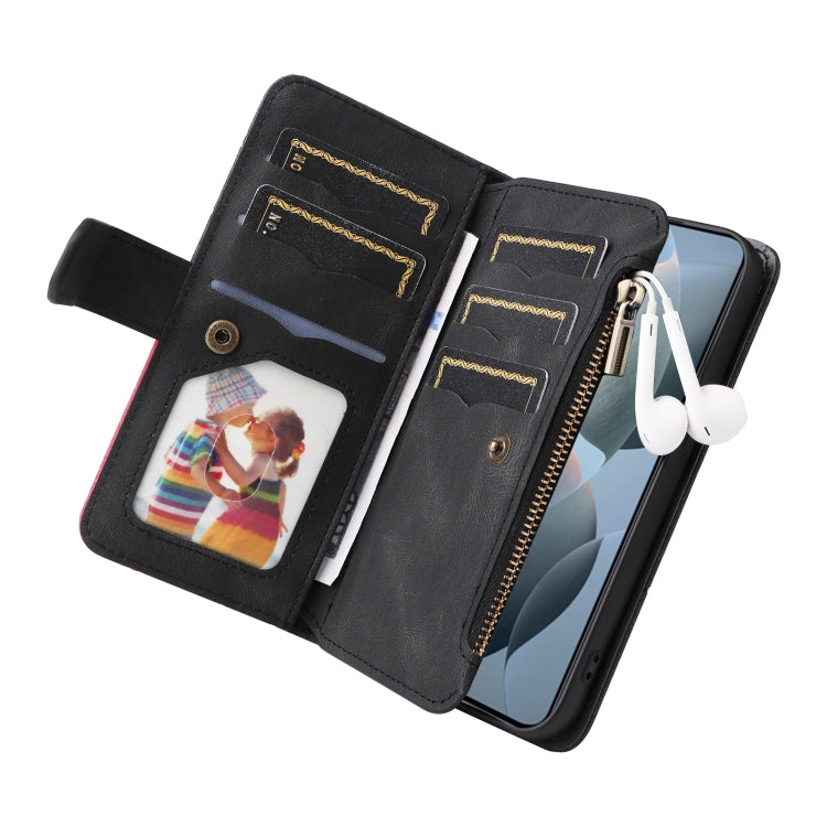 For Redmi K70 Dual-color 9 Card Slots Zipper Wallet Leather Phone Case(Black) - K70 Cases by PMC Jewellery | Online Shopping South Africa | PMC Jewellery | Buy Now Pay Later Mobicred