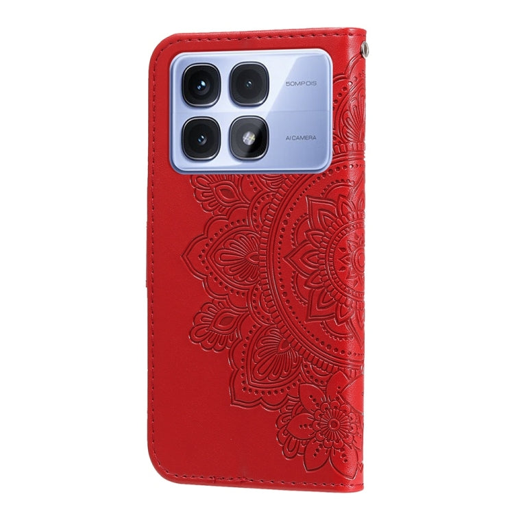 For Redmi K70 Ultra Seven-petal Flowers Embossing Leather Phone Case(Red) - Xiaomi Cases by PMC Jewellery | Online Shopping South Africa | PMC Jewellery | Buy Now Pay Later Mobicred