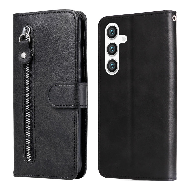 For Samsung Galaxy S25 5G Fashion Calf Texture Zipper Leather Phone Case(Black) - Galaxy S25 5G Cases by PMC Jewellery | Online Shopping South Africa | PMC Jewellery | Buy Now Pay Later Mobicred