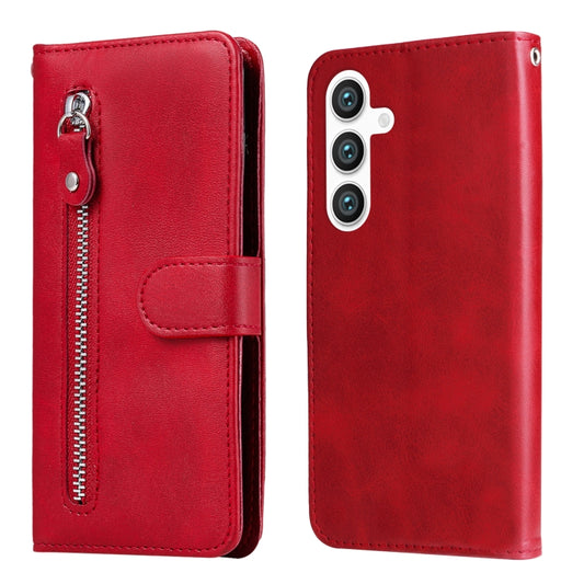 For Samsung Galaxy S25 5G Fashion Calf Texture Zipper Leather Phone Case(Red) - Galaxy S25 5G Cases by PMC Jewellery | Online Shopping South Africa | PMC Jewellery | Buy Now Pay Later Mobicred