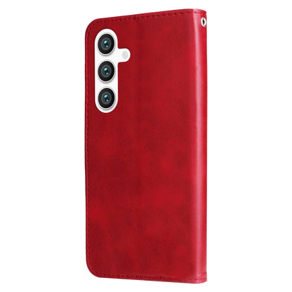 For Samsung Galaxy S25+ 5G Fashion Calf Texture Zipper Leather Phone Case(Red) - Galaxy S25+ 5G Cases by PMC Jewellery | Online Shopping South Africa | PMC Jewellery | Buy Now Pay Later Mobicred