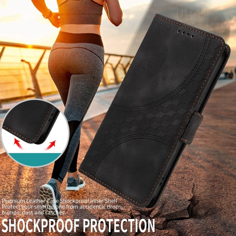 For Samsung Galaxy S25+ 5G Embossed Rhombus Starry Leather Phone Case(Black) - Galaxy S25+ 5G Cases by PMC TechLife | Online Shopping South Africa | PMC TechLife | Buy Now Pay Later Mobicred