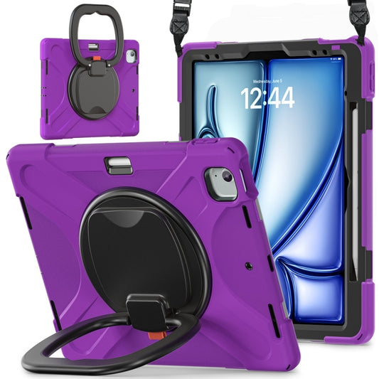 For iPad Air 13 2024 Silicone Hybrid PC Tablet Case with Holder & Shoulder Strap(Purple) - iPad Air 13 2024 Cases by PMC Jewellery | Online Shopping South Africa | PMC Jewellery | Buy Now Pay Later Mobicred