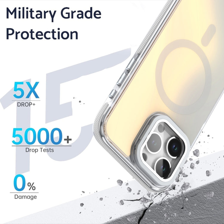 For iPhone 16 Plus MagSafe Gradient Color Lens Film Phone Case with Lens Fold Holder(White) - free shipping - PMC TechLife - Order now!
