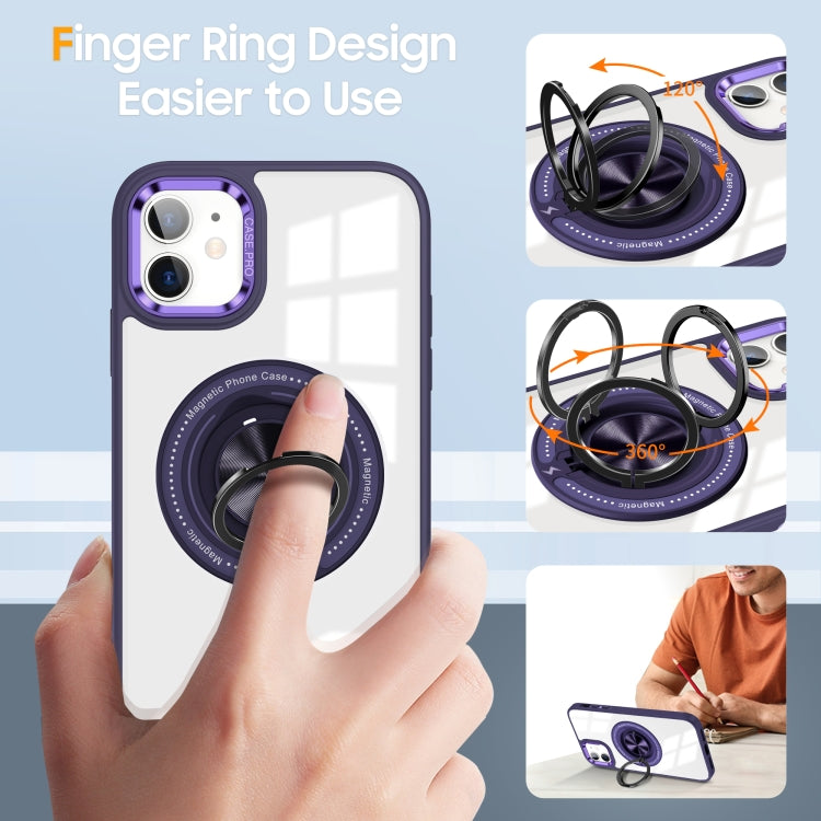 For iPhone 16 Magnetic Rotating Ring Holder Phone Case(Dark Purple) - iPhone 16 Cases by PMC Jewellery | Online Shopping South Africa | PMC Jewellery | Buy Now Pay Later Mobicred