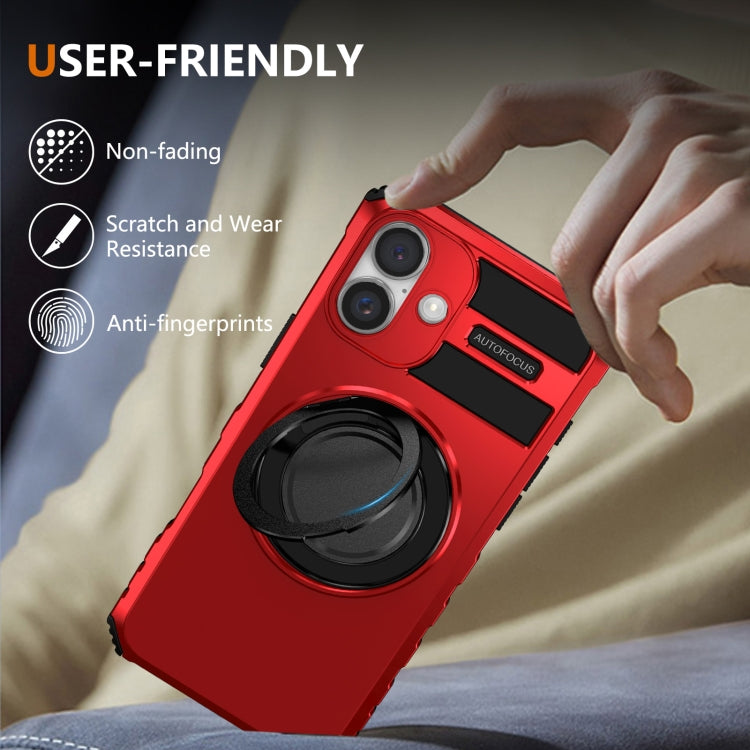 For iPhone 16 Rotating Magnetic Holder Phone Case(Red) - iPhone 16 Cases by PMC TechLife | Online Shopping South Africa | PMC TechLife | Buy Now Pay Later Mobicred
