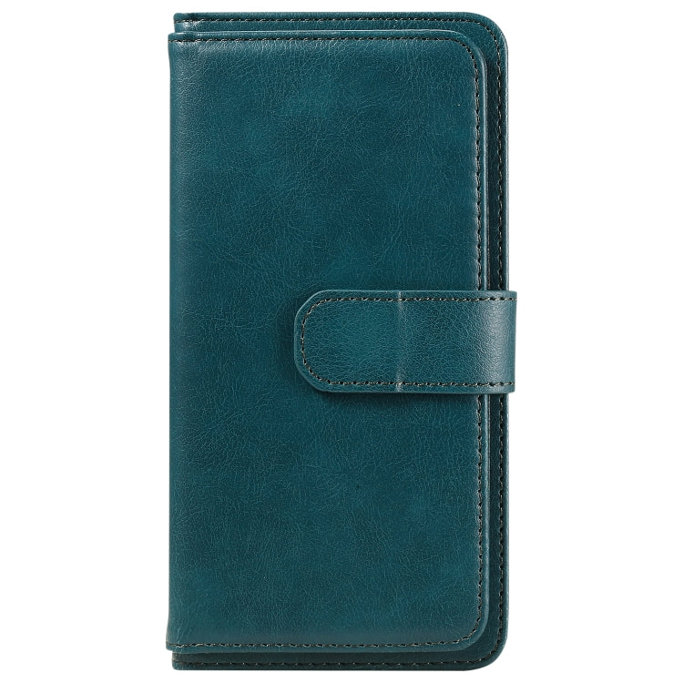 For iPhone 16 Multi-Function Wallet 10 Card Slots Leather Phone Case(Dark Green) - iPhone 16 Cases by PMC Jewellery | Online Shopping South Africa | PMC Jewellery | Buy Now Pay Later Mobicred