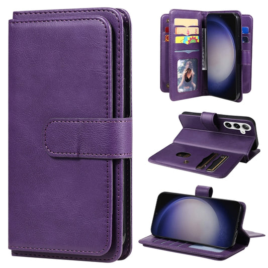 For Samsung Galaxy S25 / S24 5G Multi-Function Wallet 10 Card Slots Leather Phone Case(Violet) - Galaxy S25 5G Cases by PMC Jewellery | Online Shopping South Africa | PMC Jewellery | Buy Now Pay Later Mobicred