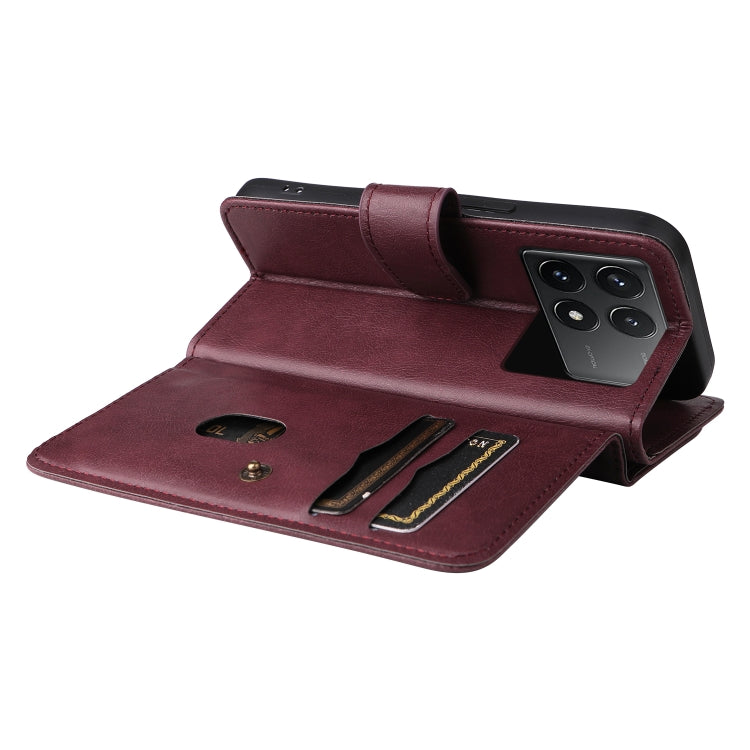 For Redmi K70 Multi-Function Wallet 10 Card Slots Leather Phone Case(Claret) - free shipping - PMC Jewellery - Order now!