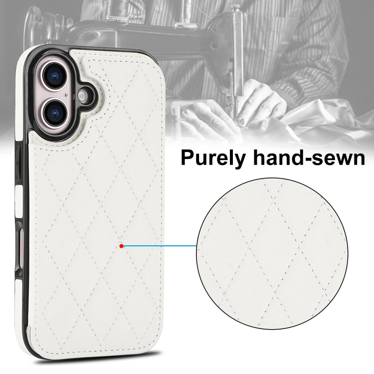 For iPhone 16 Plus Double Buckle Rhombic PU Leather Phone Case(White) - iPhone 16 Plus Cases by PMC Jewellery | Online Shopping South Africa | PMC Jewellery | Buy Now Pay Later Mobicred