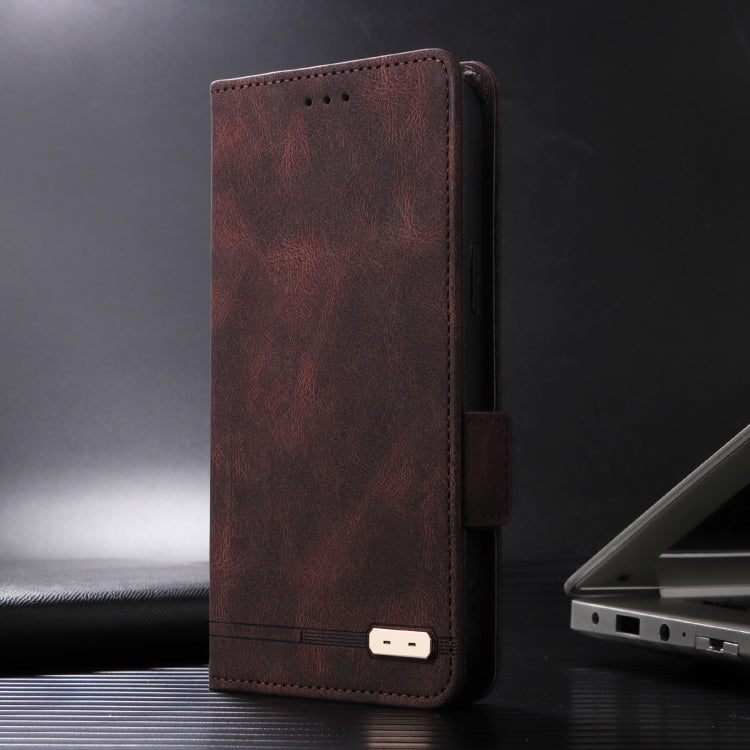 For iPhone 16e Magnetic Clasp Leather Phone Case(Brown) - iPhone 16e Cases by PMC TechLife | Online Shopping South Africa | PMC TechLife | Buy Now Pay Later Mobicred
