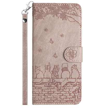 For Samsung Galaxy S25 5G Cat Embossing Pattern Leather Phone Case with Lanyard(Grey) - Galaxy S25 5G Cases by PMC Jewellery | Online Shopping South Africa | PMC Jewellery | Buy Now Pay Later Mobicred