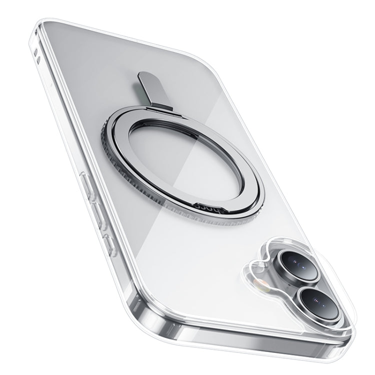 For iPhone 16 Plus hoco AS1 MagSafe Magnetic Rotating Stand Phone Case(Transparent) - iPhone 16 Plus Cases by hoco | Online Shopping South Africa | PMC Jewellery | Buy Now Pay Later Mobicred