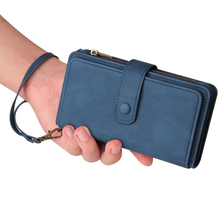 For Honor 200 Skin Feel Multi Card Slots Zipper Wallet Leather Phone Case(Blue) - Honor Cases by PMC TechLife | Online Shopping South Africa | PMC TechLife | Buy Now Pay Later Mobicred