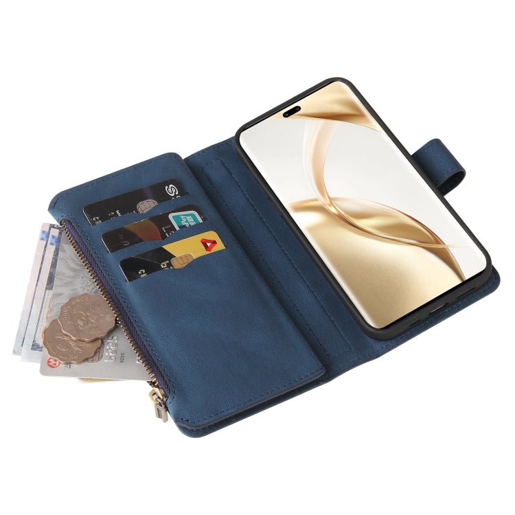 For Honor 200 Pro Skin Feel Multi Card Slots Zipper Wallet Leather Phone Case(Blue) - Honor Cases by PMC TechLife | Online Shopping South Africa | PMC TechLife | Buy Now Pay Later Mobicred