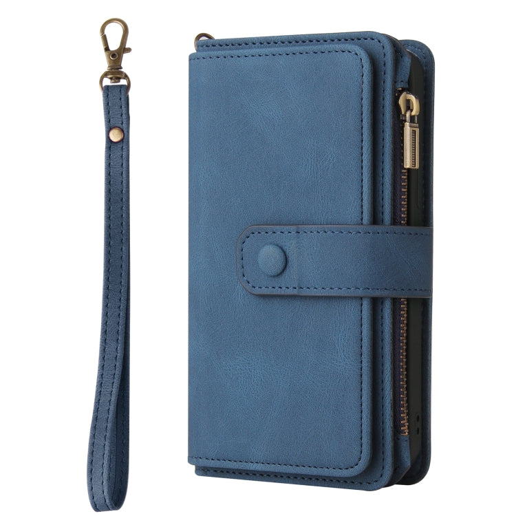 For Honor 200 Lite Global Skin Feel Multi Card Slots Zipper Wallet Leather Phone Case(Blue) - Honor Cases by PMC TechLife | Online Shopping South Africa | PMC TechLife | Buy Now Pay Later Mobicred
