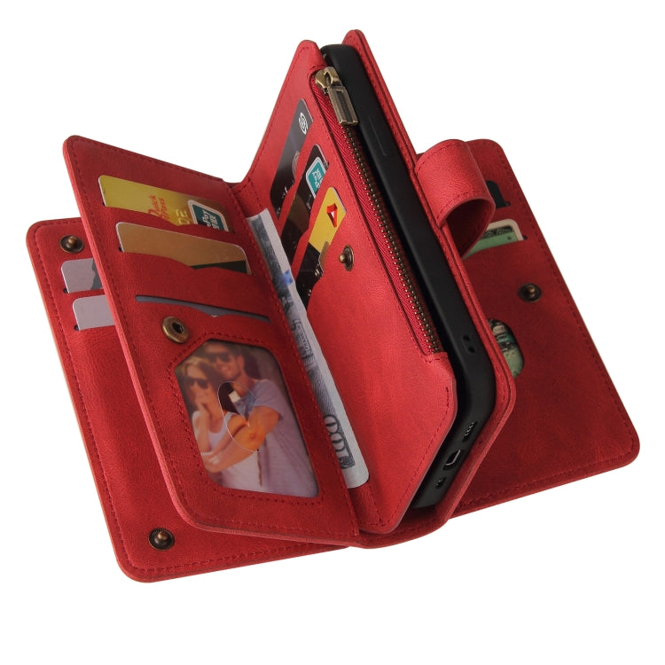 For Honor X6b Skin Feel Multi Card Slots Zipper Wallet Leather Phone Case(Red) - Honor Cases by PMC TechLife | Online Shopping South Africa | PMC TechLife | Buy Now Pay Later Mobicred